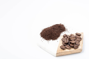 coffee beans on a cutting board close-up