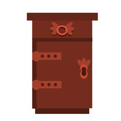 A single elegant antique nightstand isolated on a white background. Retro chest of drawers in flat style. Vector drawn Vintage furniture.