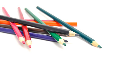 Pencils сolored on a white background close up
