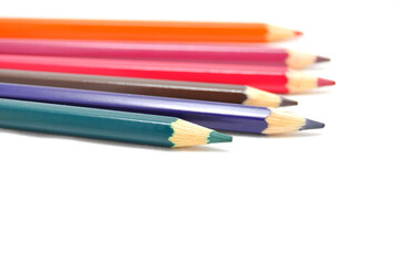 Pencils сolored on a white background close up
