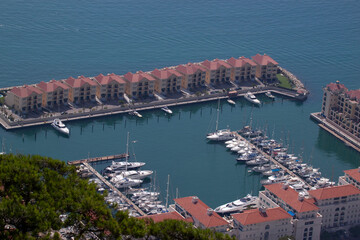 Gibraltar yacht marina, aerial view