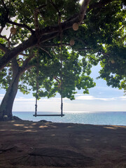 Empty swing on the beach