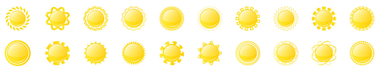 Abstract Sun Logo And Icon Set - Isolated On White Background, Vector Illustration. Abstract Sun Logo And Icons For Solar Energy Logo And Sunburst Icon Design. Abstract Sun, Vector Illustration