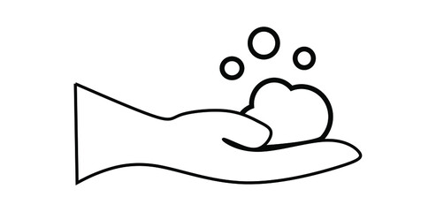 applying foam before washing hand icon symbol. vector illustration