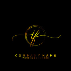 IF Initial handwriting logo vector
