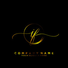 IF Initial handwriting logo vector