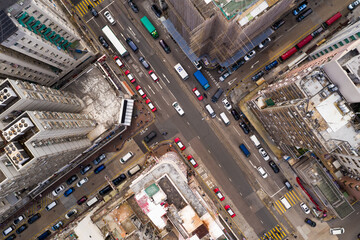 Top down view of Hong Kong traffic