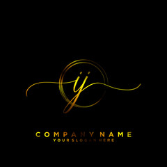 IJ Initial handwriting logo vector