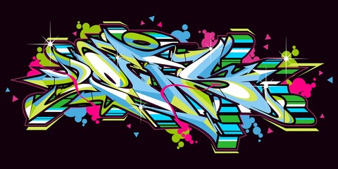 Abstract Word Lets Graffiti Style Font Lettering Vector Illustration