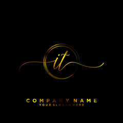 IT Initial handwriting logo vector