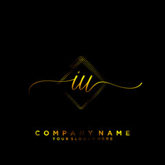 IU Initial handwriting logo vector