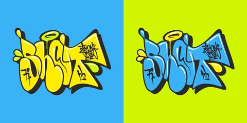 Abstract Word Shot Graffiti Style Font Lettering Vector Illustration