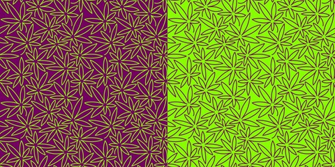 Abstract Seamless Green Pattern With Cannabis Leaves. Vector Illustration.