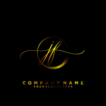 JF Initial handwriting logo vector