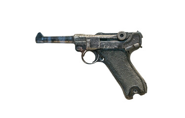 Luger isolated on white. Gun used on the Second World War by the germans.