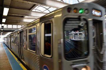 subway train in motion