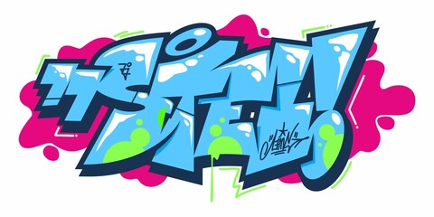 Abstract Word Lets Graffiti Style Font Lettering Vector Illustration