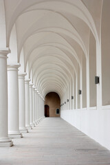 
A delightful architectural tunnel of white columns in Dresden in Germany.