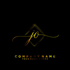 JO Initial handwriting logo vector
