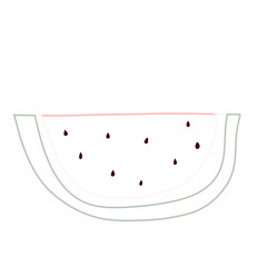 Hand drawn vector slice of watermelon. Summer design element with watermelon.Doodle color line fruit.