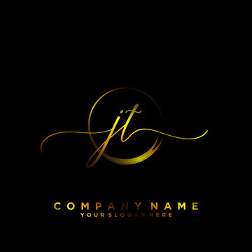 JT Initial handwriting logo vector