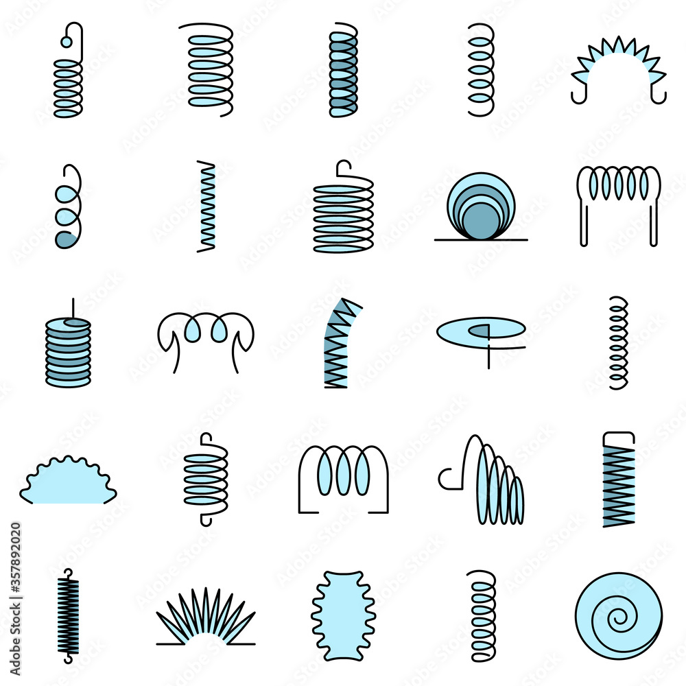 Poster coil icon set. outline set of coil vector icons thin line color flat isolated on white
