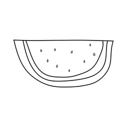 Hand drawn vector slice of watermelon. Summer design element with watermelon.Doodle color  fruit.