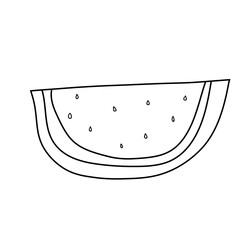 Hand drawn vector slice of watermelon. Summer design element with watermelon.Doodle  line fruit.
