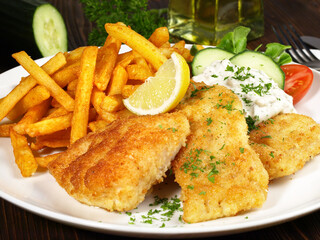Fried Fish with French Fries - Fish and Chips