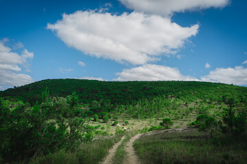 Fototapeta na wymiar Condeixa Mountain Green Mountains Landscape Blue Sky
