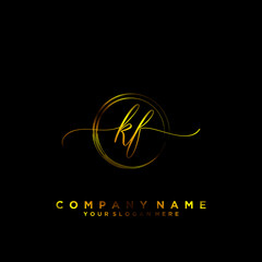 KF Initial handwriting logo vector