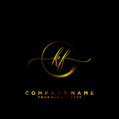 KF Initial handwriting logo vector