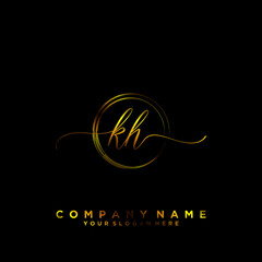 KH Initial handwriting logo vector
