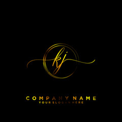 KJ Initial handwriting logo vector
