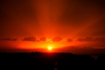 Sunset sky over the forest
