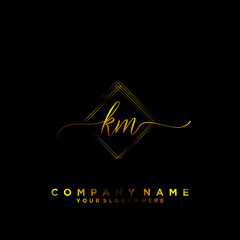 KM Initial handwriting logo vector