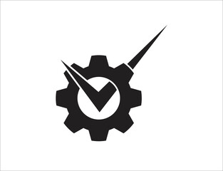 Vector logo design template for auto parts service with silhouette and gear shape.