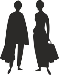 Shopping concept with different islamic saudi arabic girls in smart casual clothes on white background in flat style.