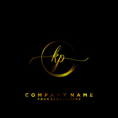 KP Initial handwriting logo vector