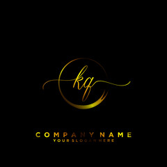 KQ Initial handwriting logo vector
