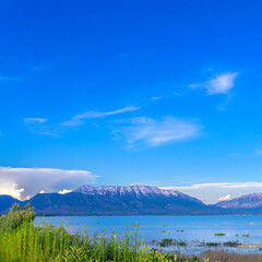 Naklejka premium Square crop Picturesque Utah lake shore panorama day light