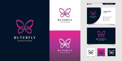 Cool buterfly symbol and business card. beauty, spa, Premium Vector
