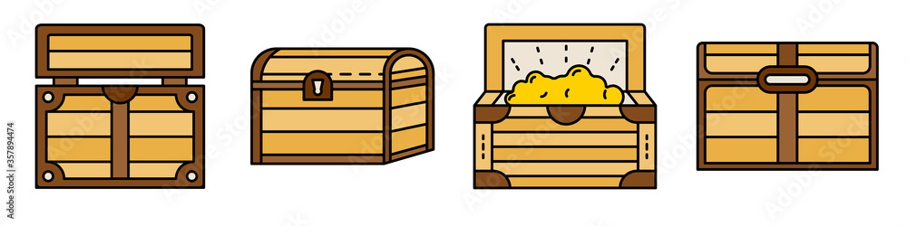 Aufkleber dower chest icons set. outline set of dower chest vector icons thin line color flat isolated on whit