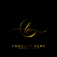 LE Initial handwriting logo vector