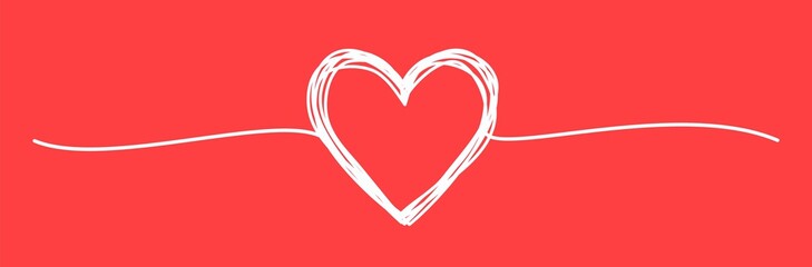 Tangled grungy heart scribble on red background