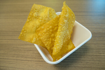 Crispy wonton close up