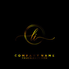 LI Initial handwriting logo vector