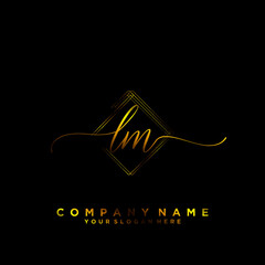 LM Initial handwriting logo vector