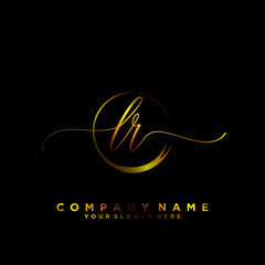 LR Initial handwriting logo vector