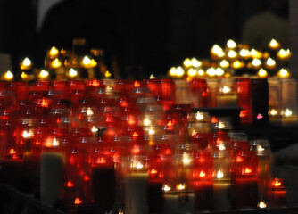 burning candles in the church